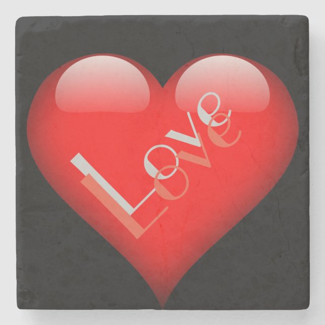 Rotes Herz Attraktive Pariser Liebe Hochzeit Steinuntersetzer (Vorderseite)