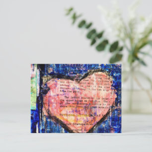 Rotes Herz auf blauem Farb-Mixed-Media-Kunstwerk Postkarte