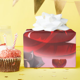 Rotes Herz auf rosa Hintergrund Geschenkpapier Lie