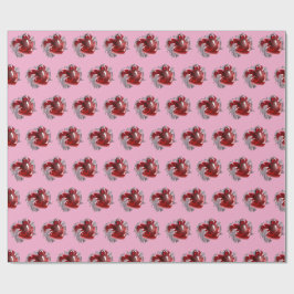 Rotes Herz auf rosa Hintergrund Geschenkpapier Lie