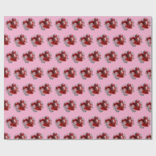 Rotes Herz auf rosa Hintergrund Geschenkpapier Lie