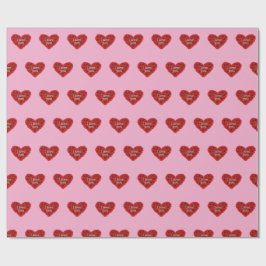 Rotes Herz auf rosa Hintergrund Geschenkpapier Lie
