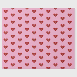 Rotes Herz auf rosa Hintergrund Geschenkpapier Lie