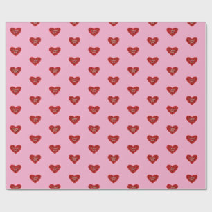 Rotes Herz auf rosa Hintergrund Geschenkpapier Lie