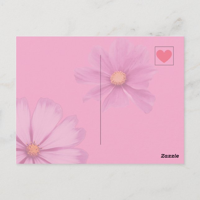 Rotes Herz auf rosa - Postcard Postkarte (Rückseite)