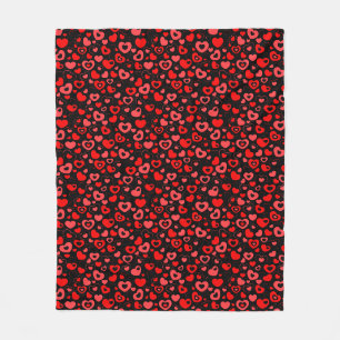 Rotes Herz auf schwarz Fleecedecke