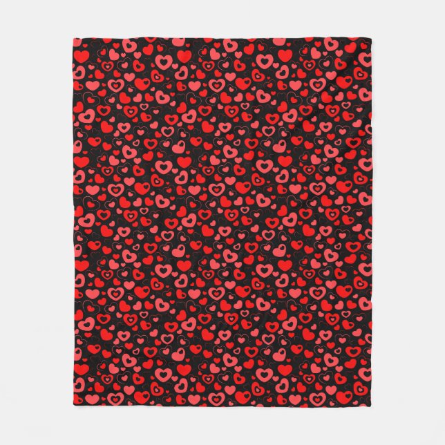 Rotes Herz auf schwarz Fleecedecke (Vorderseite)