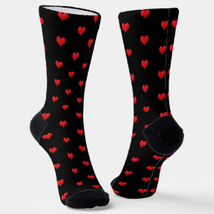 Rotes Herz auf schwarz Socken