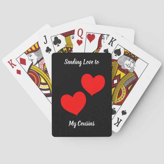 Rotes Herz auf schwarz Spielkarten (Rückseite)
