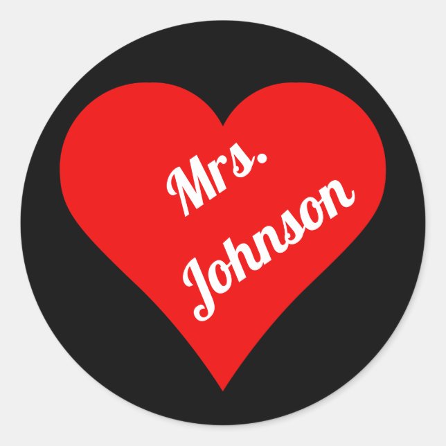 Rotes Herz auf schwarzem Hintergrund Runder Aufkleber (Vorderseite)