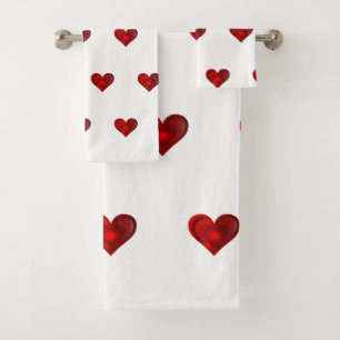 Rotes Herz-Bad-Tuch-Set Badhandtuch Set