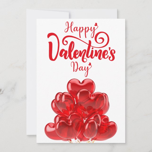 Rotes Herz Balloons für den Valentinstag Einladung (Vorderseite)