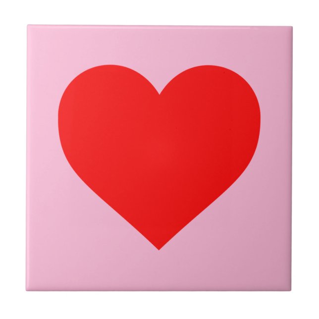 Rotes Herz Beat Pastel Pink Fliese (Vorderseite)
