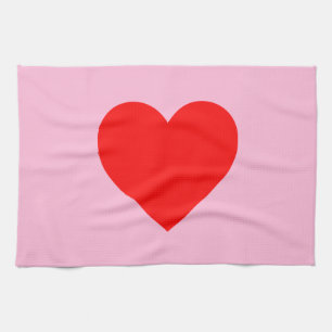 Rotes Herz Beat Pastel Pink Geschirrtuch