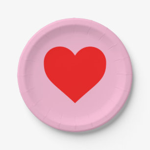 Rotes Herz Beat Pastel Pink Pappteller