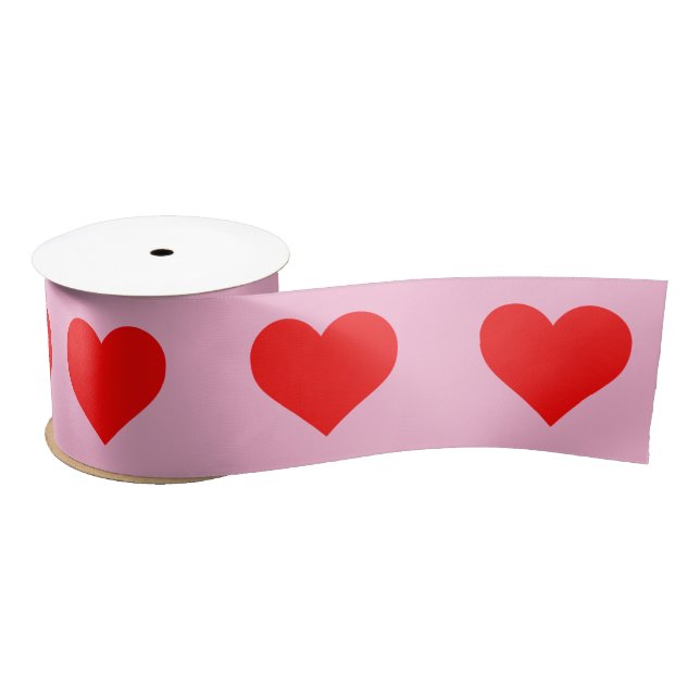 Rotes Herz Beat Pastel Pink Satinband (Spule)