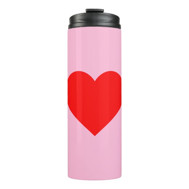 Rotes Herz Beat Pastel Pink Thermosbecher (Vorderseite)