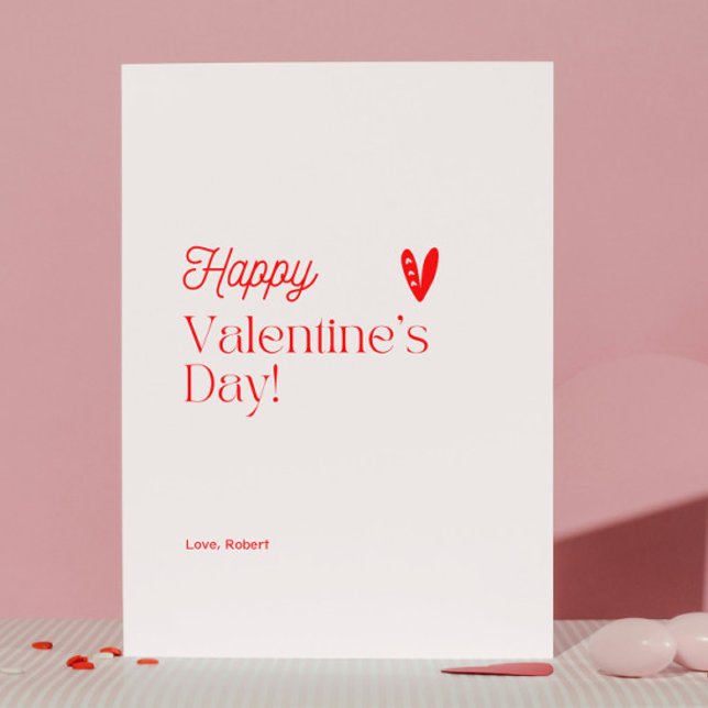 Rotes Herz Beige Typografischer Valentinstag Einladung (Von Creator hochgeladen)
