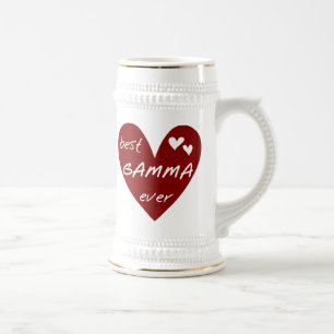 Rotes Herz-beste Gamma-überhaupt T-Shirts und Bierglas