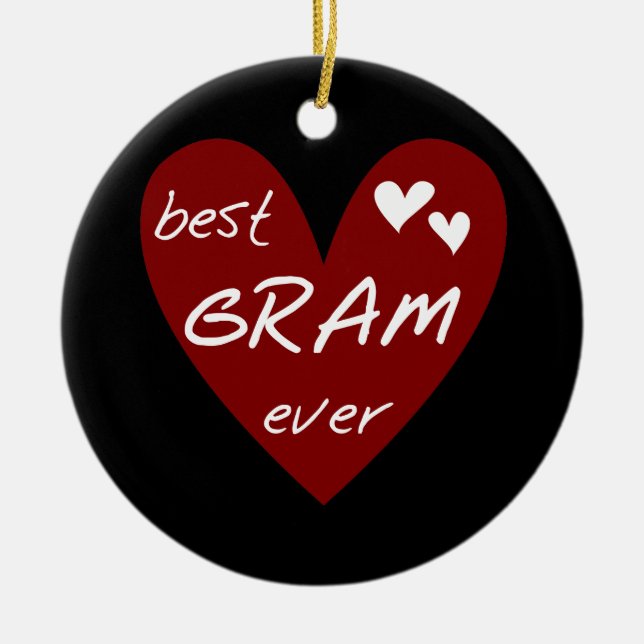 Rotes Herz-beste Gramm-überhaupt T-Shirts und Keramikornament (Vorne)
