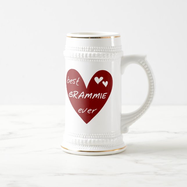 Rotes Herz beste Grammie überhaupt T - Shirts und Bierglas (Rechts)