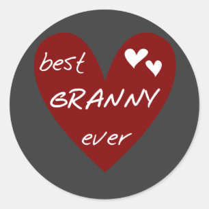 Rotes Herz Beste Granny Ever Hemden und Geschenke Runder Aufkleber