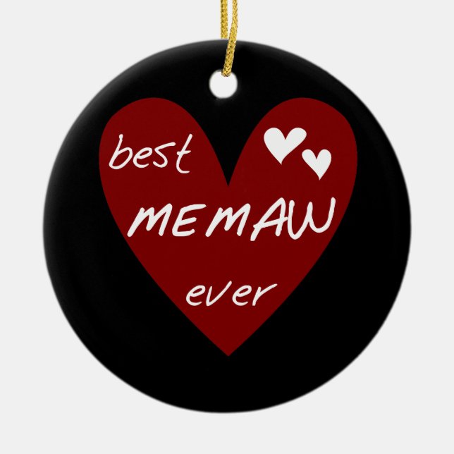 Rotes Herz beste Memaw überhaupt T-Shirts und Keramikornament (Vorne)