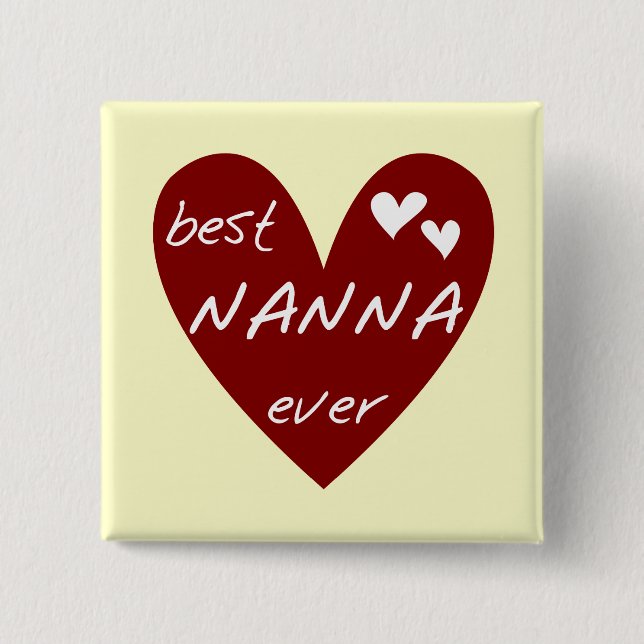 Rotes Herz beste Nanna überhaupt T-Shirts und Gesc Button (Vorderseite)