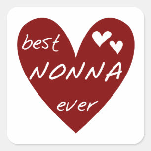 Rotes Herz beste Nonna überhaupt T - Quadratischer Aufkleber
