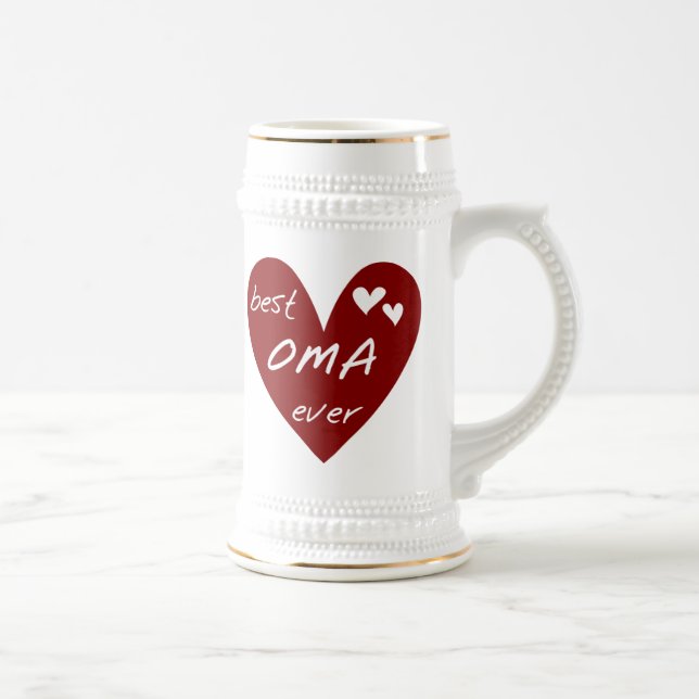 Rotes Herz beste Oma überhaupt T - Shirts und Bierglas (Rechts)