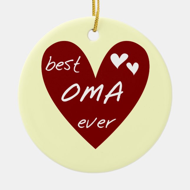 Rotes Herz beste Oma überhaupt T - Shirts und Keramikornament (Vorne)
