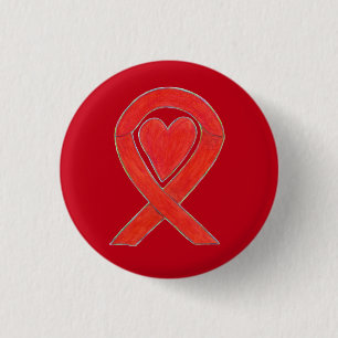 Rotes Herz Bewusstsein Band Kunsthängeblatten Button
