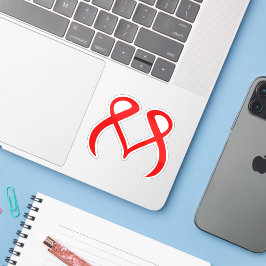 Rotes Herz Buchstabe M repräsentiert Liebe Aufkleber