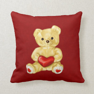 Rotes Herz, das niedlichen Teddy-Bären Hypnotizin Kissen
