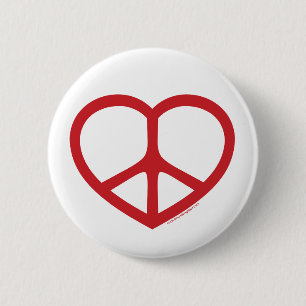 Rotes Herz der Liebe, Friedenszeichen Button