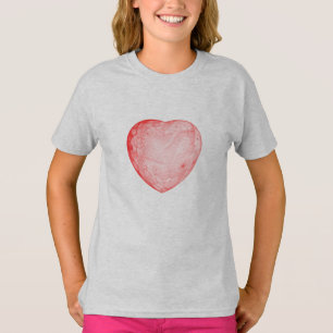 Rotes Herz des hellen abstrakten Fraktals, T-Shirt