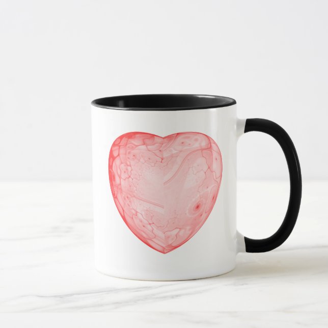 Rotes Herz des hellen abstrakten Fraktals, Tasse (Rechts)