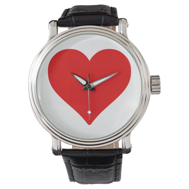 Rotes Herz Form Liebe Klassischer Minimalismus Armbanduhr (Vorderseite)