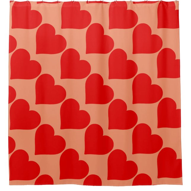 Rotes Herz Form Liebe Klassischer Minimalismus Duschvorhang (Vorderseite)
