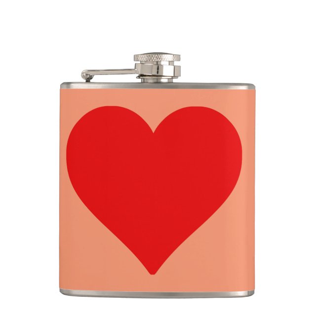 Rotes Herz Form Liebe Klassischer Minimalismus Flachmann (Vorderseite)