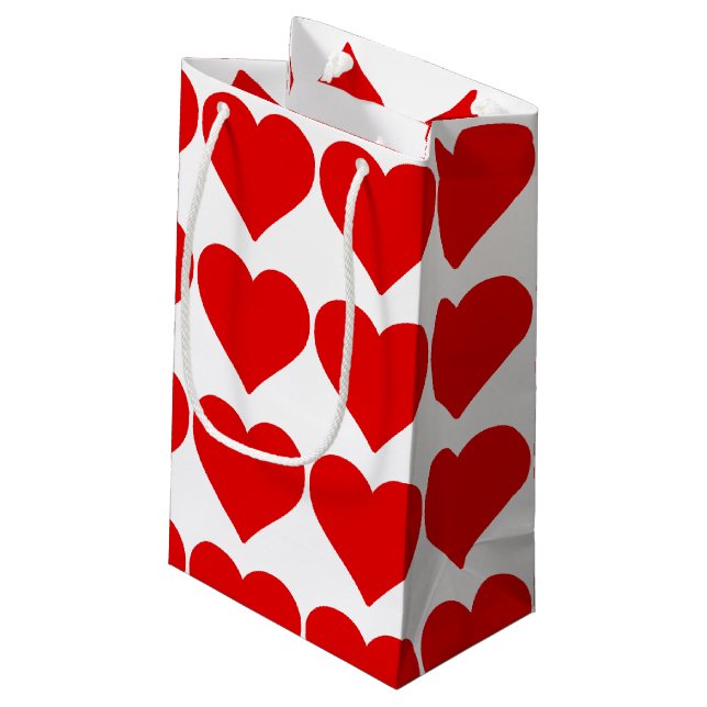 Rotes Herz Form Liebe Klassischer Minimalismus Kleine Geschenktüte (Rückseite Schrägansicht)