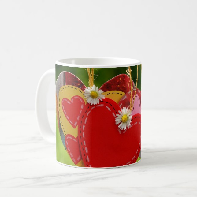 Rotes Herz Form Papier schneiden - Liebe & Romanti Kaffeetasse (Vorderseite Links)