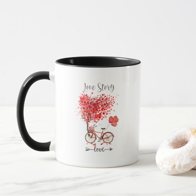 rotes Herz für meine valentinische Tasse (Mit Donut)