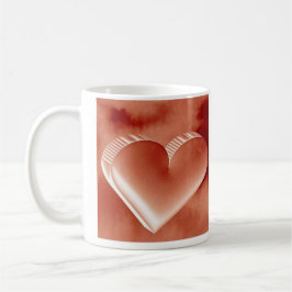 Rotes Herz für romantische Paare 3D Wasserfarbe Ta Kaffeetasse