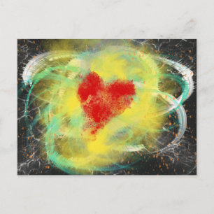 Rotes Herz Gelbe Spirale Abstrakte Kunst Valentins Postkarte