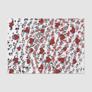 Rotes Herz gescattert/ weiß Seidenpapier