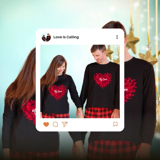 Rotes Herz gestapelt florales Valentinstag Paar Sweatshirt (Von Creator hochgeladen)