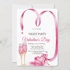 Rotes Herz - Glas Valentine's Day Night Party Einladung