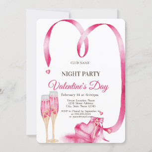 Rotes Herz - Glas Valentine's Day Night Party Einladung