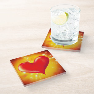 Rotes Herz Glasuntersetzer